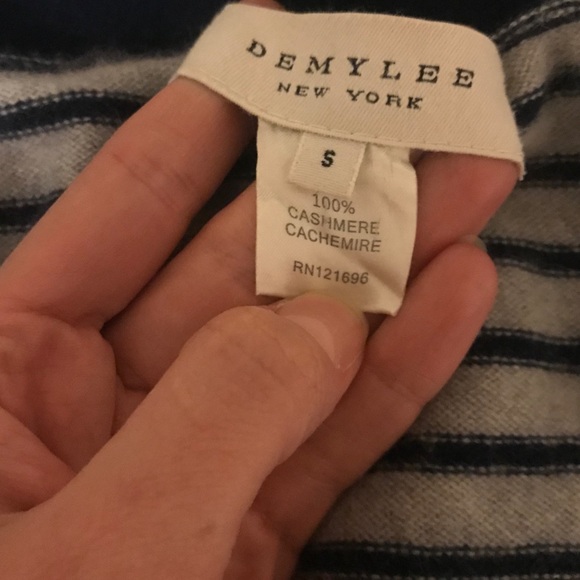 Navy Blue Striped Cashmere Sweater - Picture 4 of 4